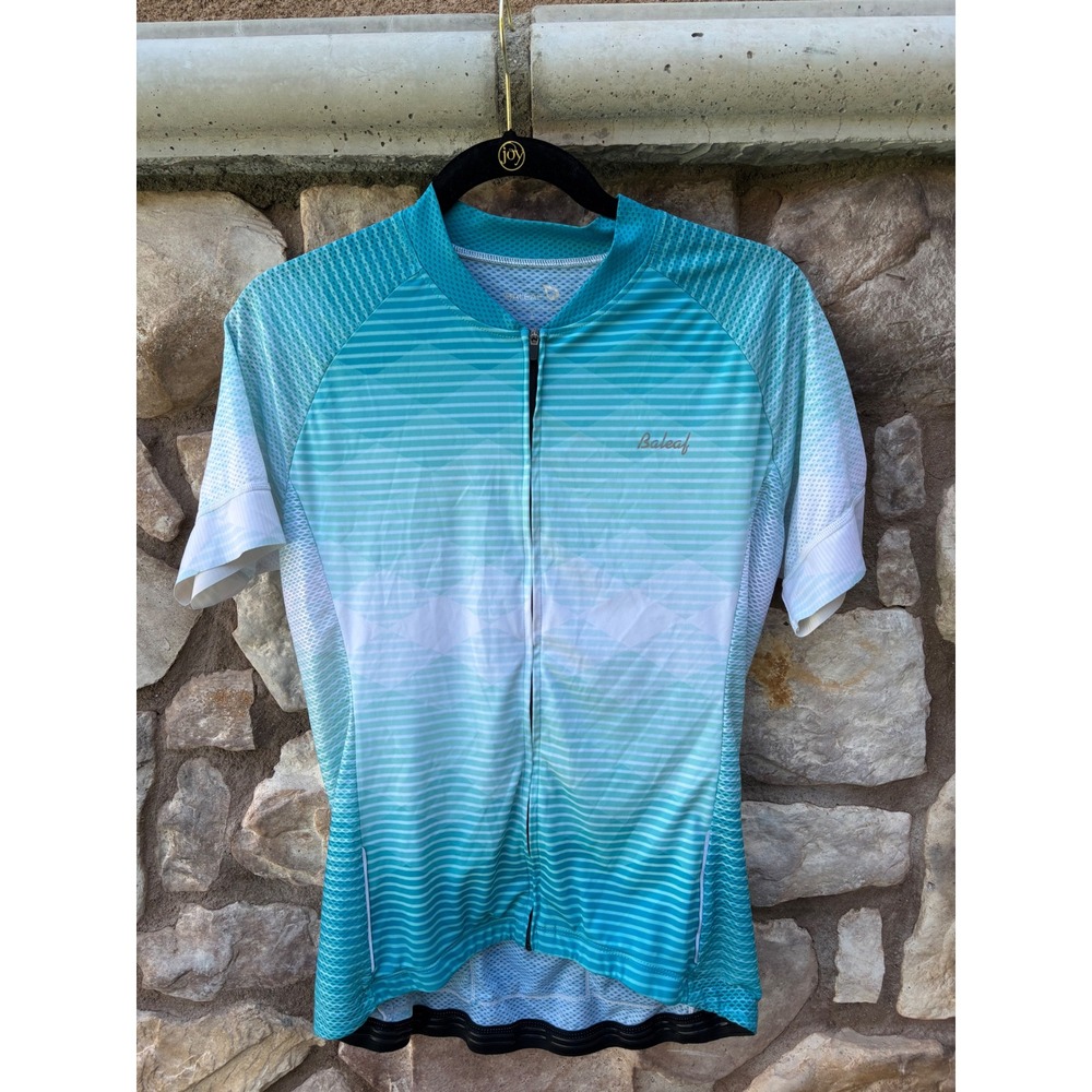 Baleaf Women's Cycling Jersey Top Full Zip Short Sleeve Size Large Blue